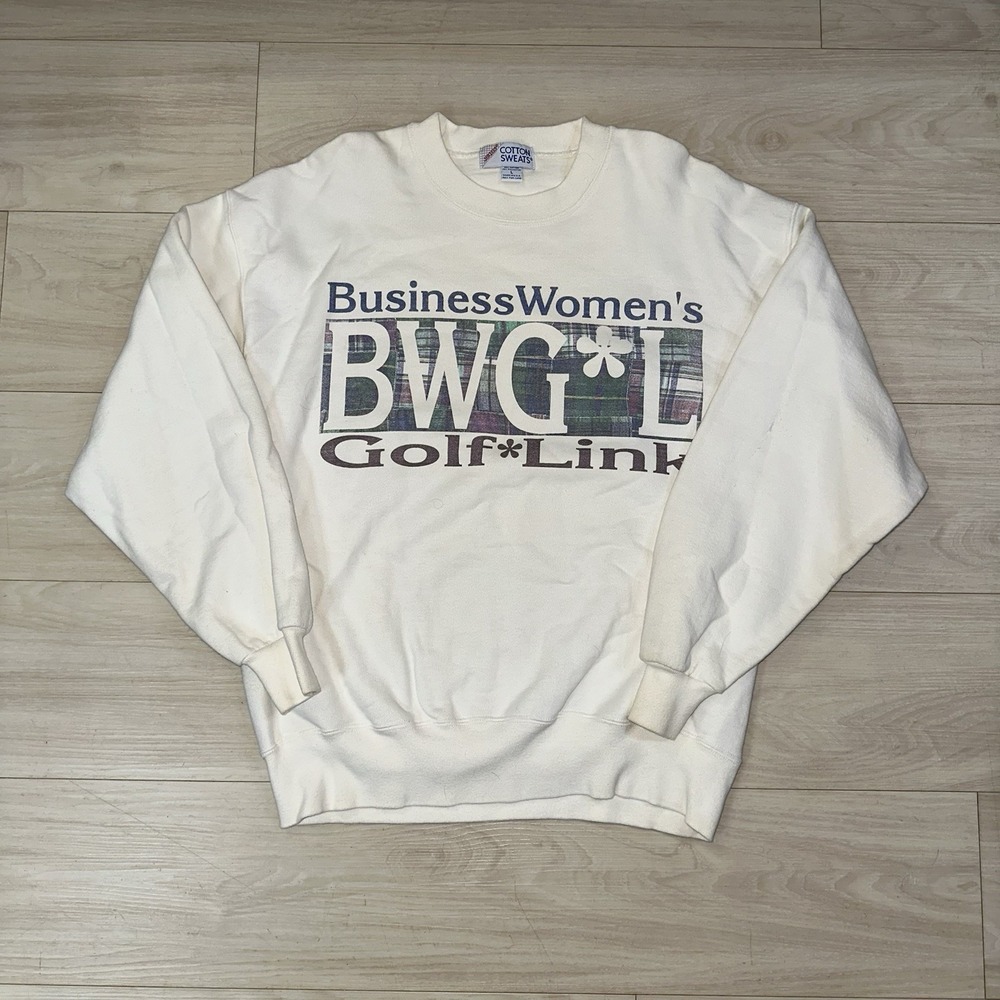 Vintage Business Womens Golf Link Sweater Size Large Retro USA Made‎ Cotton 90s